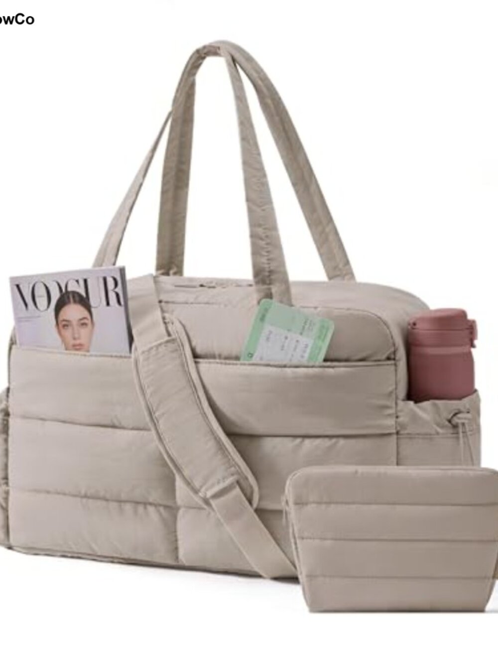 Lightweight Puffer Duffle Bag Weekender Travel Gym Tote 31L Carry-On Nylon